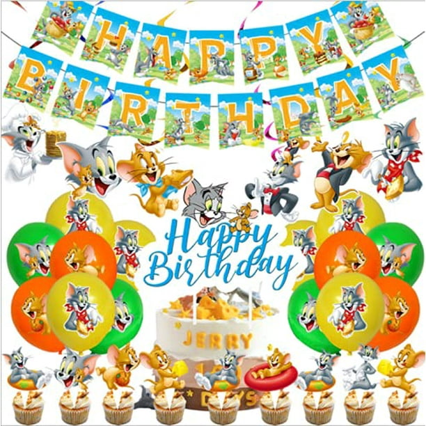 TOM AND JERRY SUPPLIES DECORATION BIRTHDAY PARTY BALLOON CUPCAKE TOPPER CAKE 